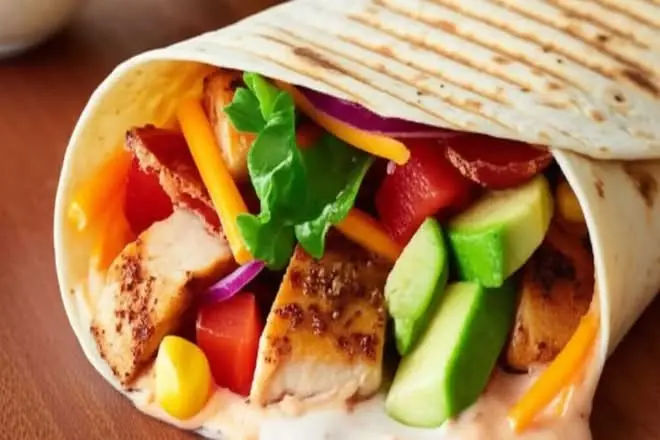 Chicken Wrap at Blissful Shakes and Scoops in Saskatoon, SK